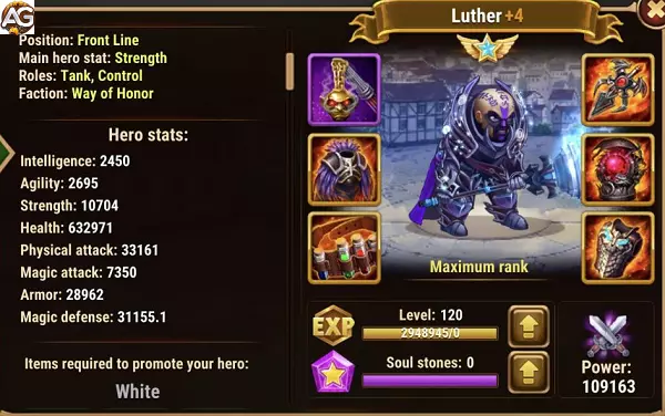 Luther com skin estelar, Hero Wars Mobile.