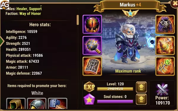 Markus com visual Estrelar em Hero Wars Alliance