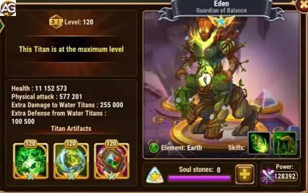 Titã Éden com Visual Padrão, Hero Wars Alliance.