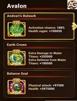 Titã Avalon Artefatos Hero Wars Mobile