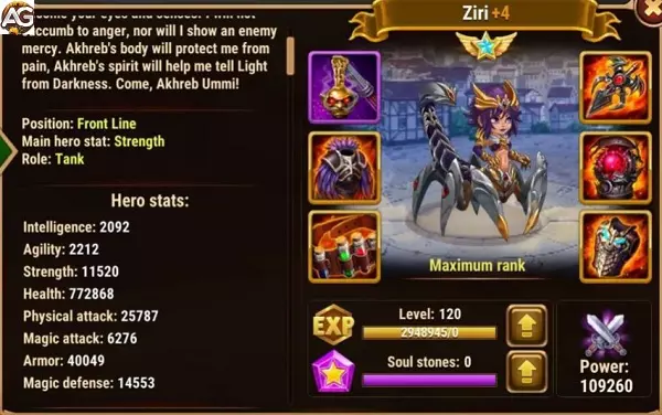Ziri com a Skin de Campeões em Hero Wars Mobile