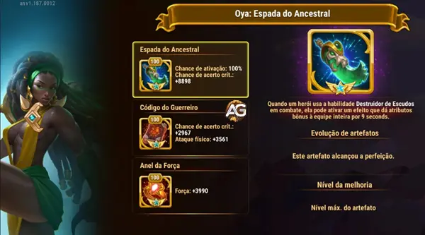 Oya com Artefatos no nível máximo em Hero Wars Alliance