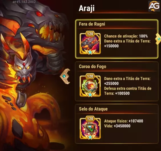 Titã Araji Artefatos Hero Wars Mobile