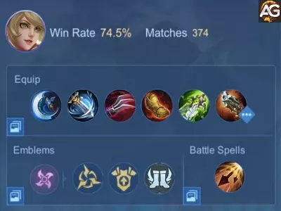 Layla com emblema de assassino e Inspirar MLBB MOBA